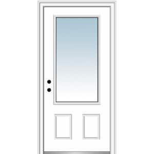36 in. x80 in. Right-Hand Inswing 3/4-Lite Clear 2-Panel Primed Fiberglass Smooth Prehung Front Door on 6-9/16 in. Frame
