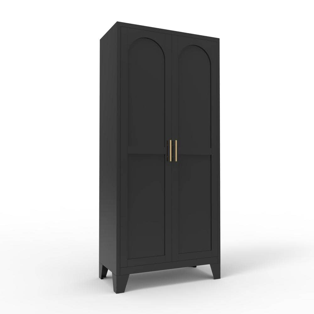 Avex Black 61 in. H Metal Storage Cabinet with Adjustable Shelves and 2 Shapely Doors