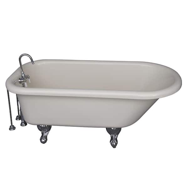 Barclay Products 5 ft. Acrylic Ball and Claw Feet Roll Top Tub in Bisque with Polished Chrome Accessories