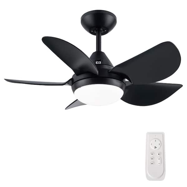 30 in. Indoor Integrated LED Matte White Ceiling Fan Downrod Mount with Light Kit and Remote Control