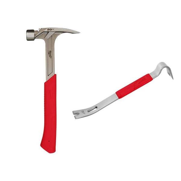 Milwaukee 20 oz. Smooth Face Hammer with 15 in. Pry Bar