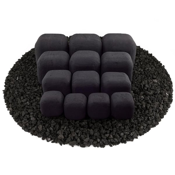 Fire Pit Essentials Ceramic Fire Squares in Black Mixed in Other Fire Pit and Fireplace Outdoor Heating Accessory (13-Pack)
