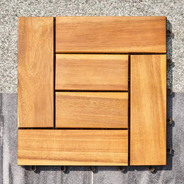1 ft. W x 1 ft. L Eucalyptus Interlocking Wooden Deck Tile in Brown(Set of 10)