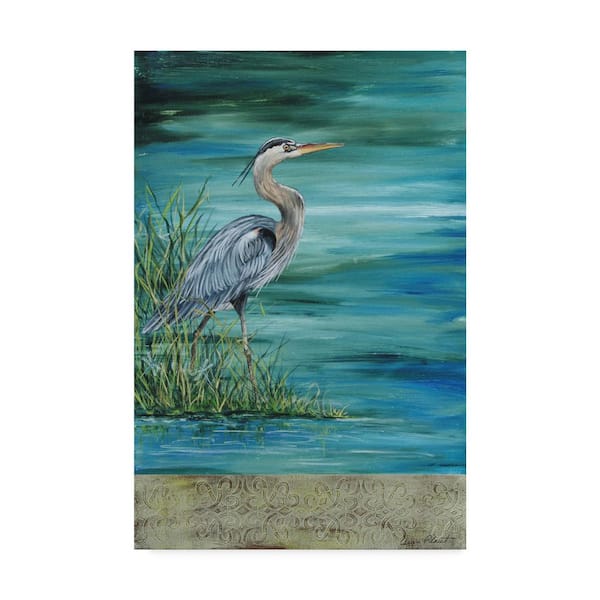 Trademark Fine Art Great Blue Heron by Jean Plout Floater Frame Animal Wall Art 12 in. x 19 in.