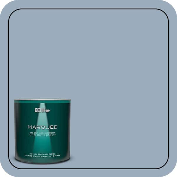 BEHR MARQUEE 1 qt. #S510-3 Ombre Blue One-Coat Hide Semi-Gloss Enamel Interior Paint & Primer