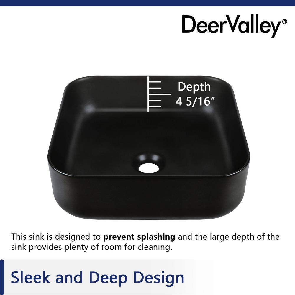 Matte Black Ceramic Square Above-Counter Bathroom Sink
