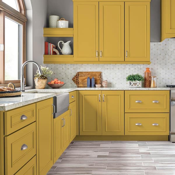 1 gal. #360D-6 Yellow Gold Semi-Gloss Enamel Interior/Exterior Cabinet, Door & Trim Paint