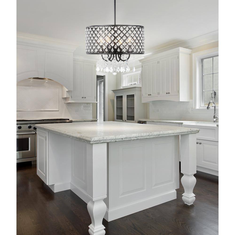 Gigi 17" Black Metal/Crystal LED Glam Drop Chandelier