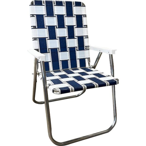 Unbranded Durable St. Augustine Aluminum Lightweight Stackable Folding Lawn Chair with White Arms