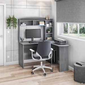 48 in. L-Shaped Gray Computer Desk with Hutch
