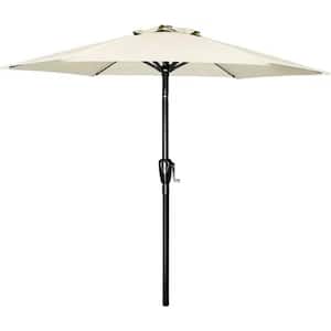 7.5 ft. Aluminum Market Push Button Patio Umbrella in Beige with 6-Sturdy Ribs