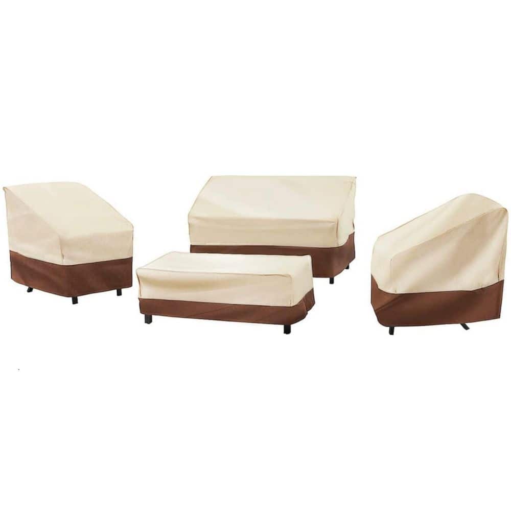 Patio Furniture Cover Set, 4 Piece Outdoor Furniture Cover Waterproof, 400D Heavy Duty Lawn Patio Set Covers