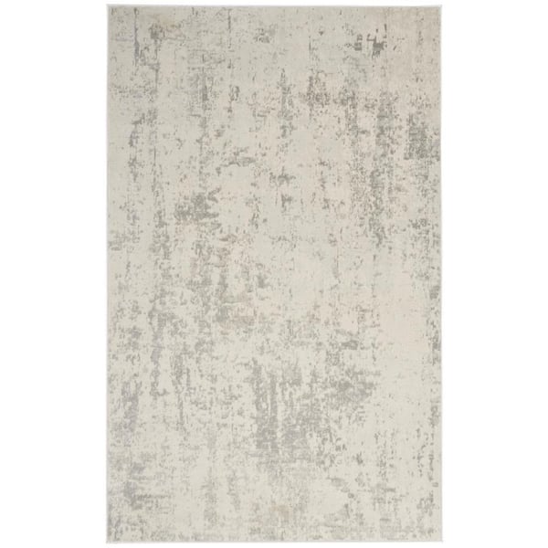 Nourison Concerto Cream Grey 4 ft. x 6 ft. Abstract Contemporary Area Rug