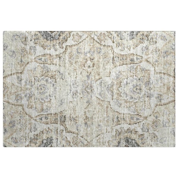 Dream Shag Premium Machine Washable Abstract ADS95 Linen 3 ft. x 4 ft. Area Rug