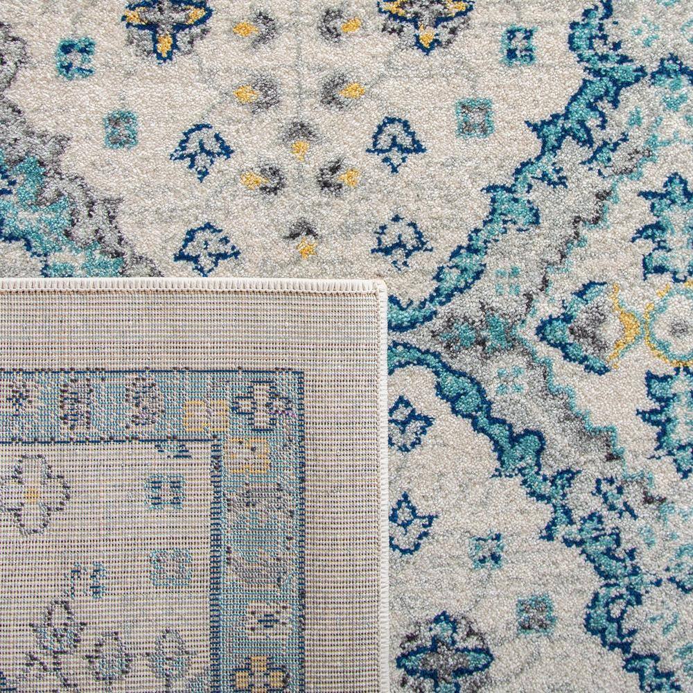 Ivory and Light Blue Rectangular Synthetic 8' x 10' Area Rug