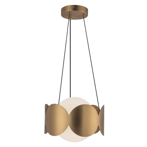 Ciel 10 in. 1 Light 60-Watt Brushed Gold/Opal Glass Chandelier