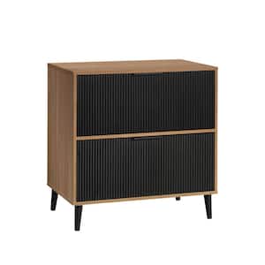 Ambleside Serene Walnut Lateral File Cabinet with Fluted Design Drawer Fronts