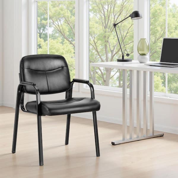 WONDER COMFORT PU Leather Cushioned Guest Chair in Black with
