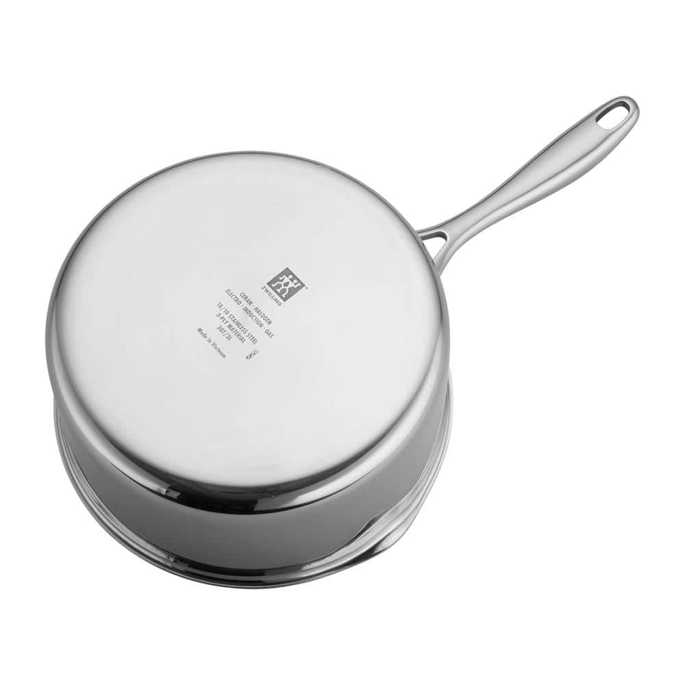 3-Quart Silver Stainless Steel Nonstick Saucepan with Glass Lid