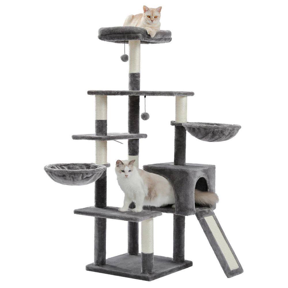 Multi-level Cat Tree Cat Tower with Cozy Condo 2 Hammocks Top