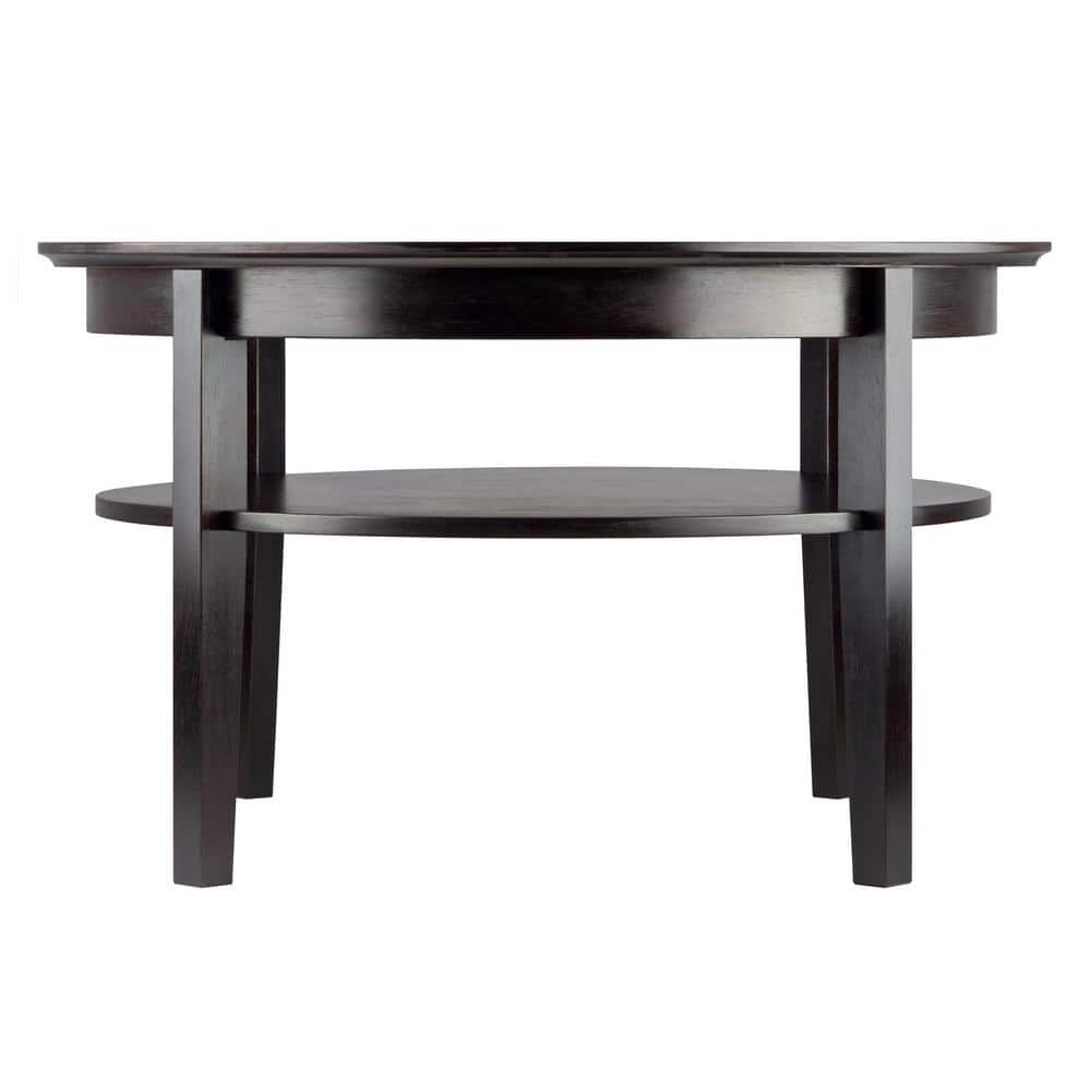 Traditional Amelia Round Espresso Wood Coffee Table with Storage