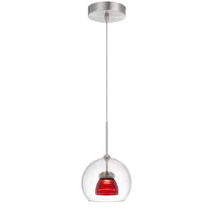 5.5 in. Integrated LED Clear Red Clear Metal and Glass Indoor Pendant