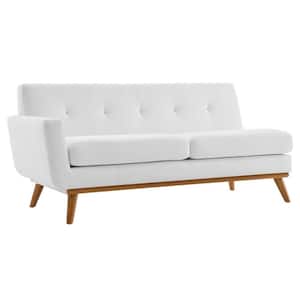 Engage 73 in. Left-Arm white Upholstered Fabric Loveseat with Splayed Wood Legs