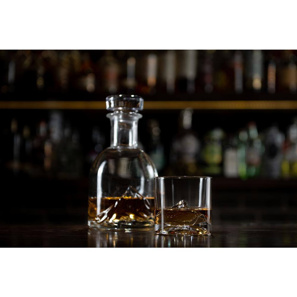 Mount Everest Crystal Whiskey Decanter Set with 4 Glasses