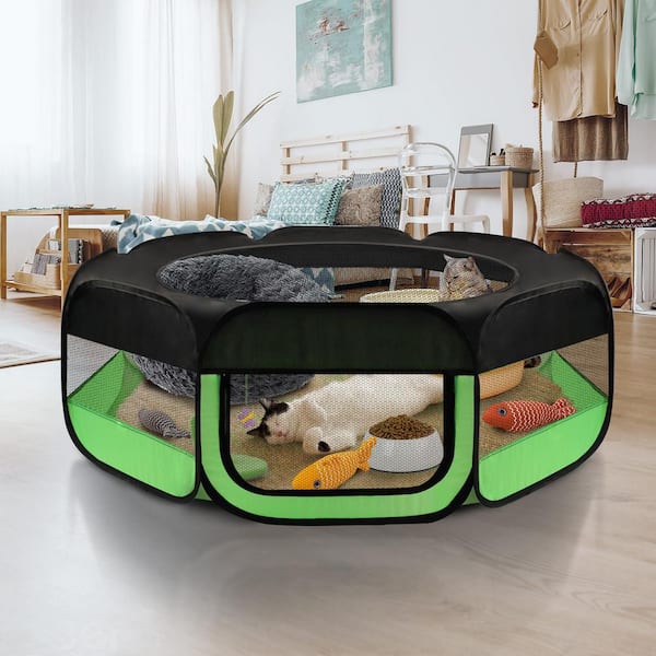 47-Inch Portable Pet Playpen – Foldable Waterproof Cage For Small Animals, Puppies, Cats (Pink)