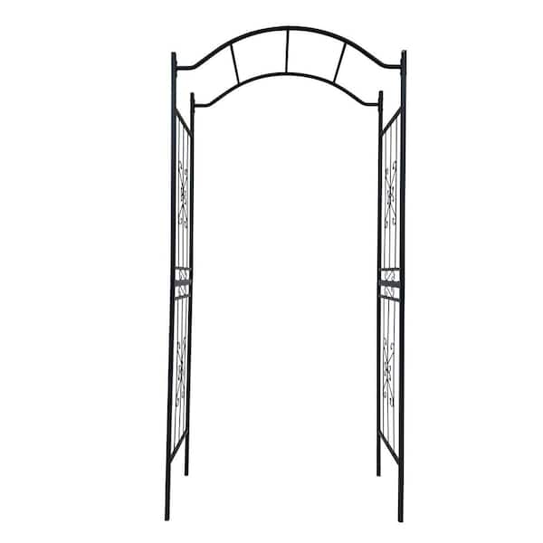 90.48 in. Metal Garden Arch Garden Arbor Trellis Climbing Plants Support Arch Outdoor Arch Party Events Arch in Black