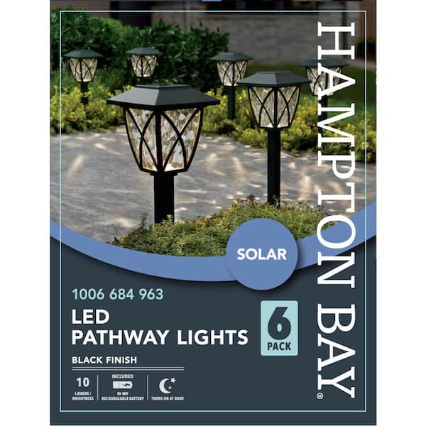 Hampton Bay Lamar Park 10-Watt Equivalent Low Voltage Black Integrated LED  Outdoor Path Lights with Easy Clip Connectors (6-Pack) L08207 - The Home  Depot