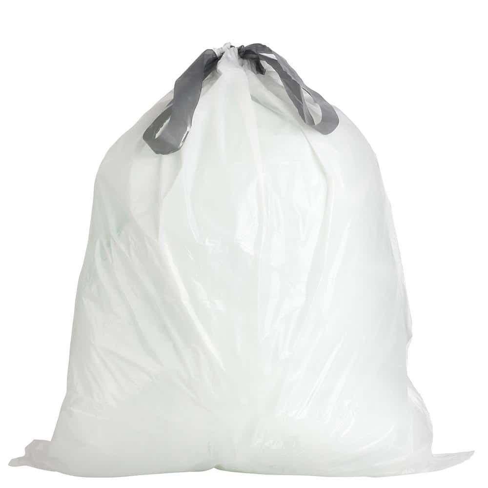 Plasticplace 6 Gallon Trash Bags 0.7 Mil, White Drawstring, 17 X