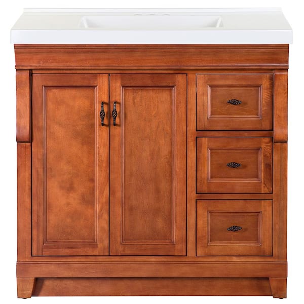 Home Decorators Collection Naples 37 in. Single Sink Warm Cinnamom Bath Vanity with White Cultured Marble Top (Assembled)