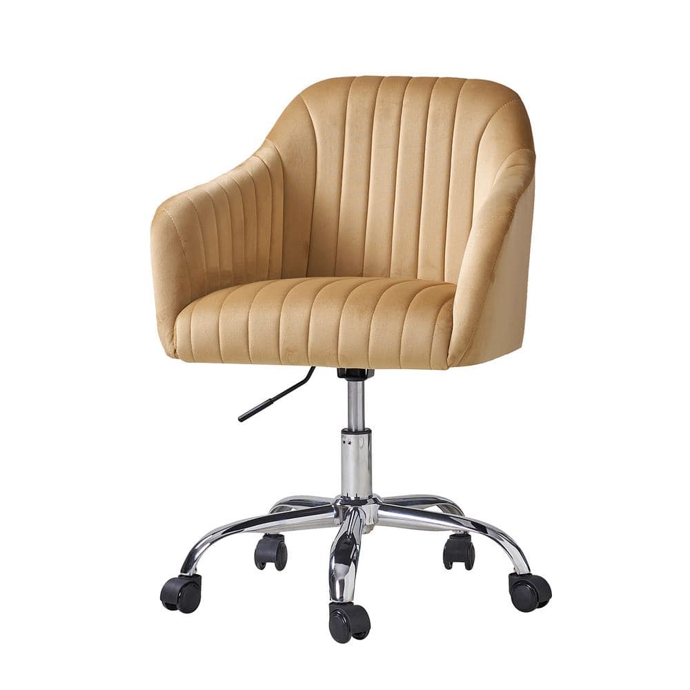 JAYDEN CREATION Thomas Mustard Modern Velvet Swivel Task Chair with ...