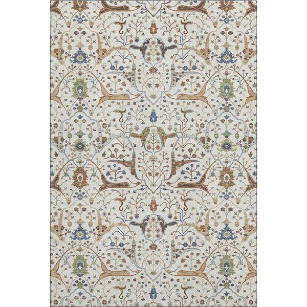 Mayfield Premium Machine Washable Abstract AMF2250 Ivory 5 ft. x 7 ft. 6 in. Area Rug