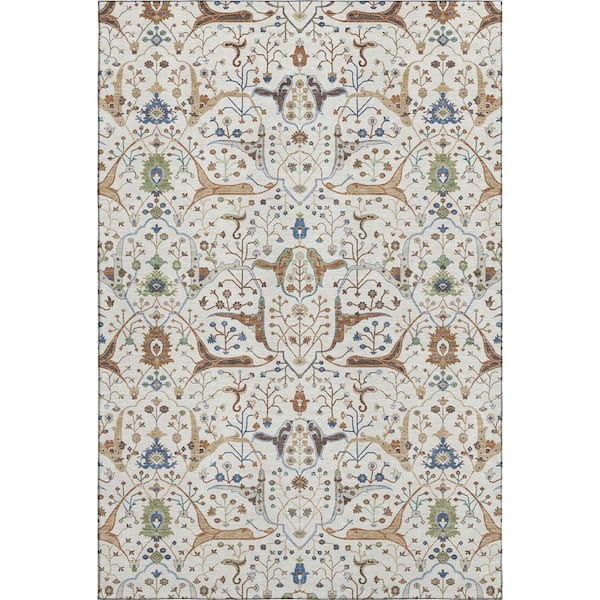 Mayfield Premium Machine Washable Abstract AMF2250 Ivory 9 ft. x 12 ft. Area Rug