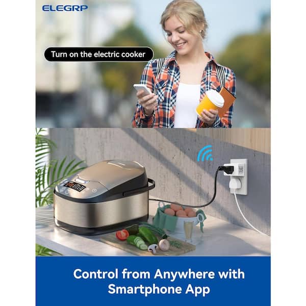 ELEGRP Mini Smart Plug Matter Supported 15A/1800W Max Compatible