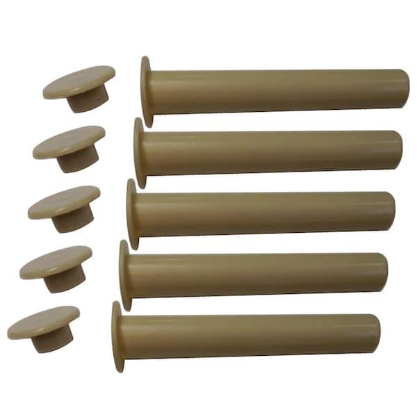 poolfence DIY 1/2 in. x 4 in. Sleeve and Cap in Tan for Pool Fence DIY by Life Saver (5-Pack)
