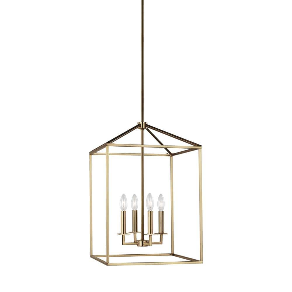 Generation Lighting Perryton Medium 15.5 in. 4-Light Satin Brass Modern Transitional Candlestick Hanging Pendant