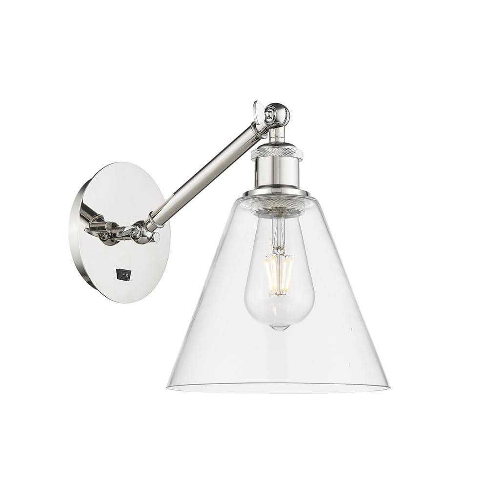 Berkshire 1-Light Polished Nickel, Clear Wall Sconce with Clear Glass Shade price history on PriceWatchPro