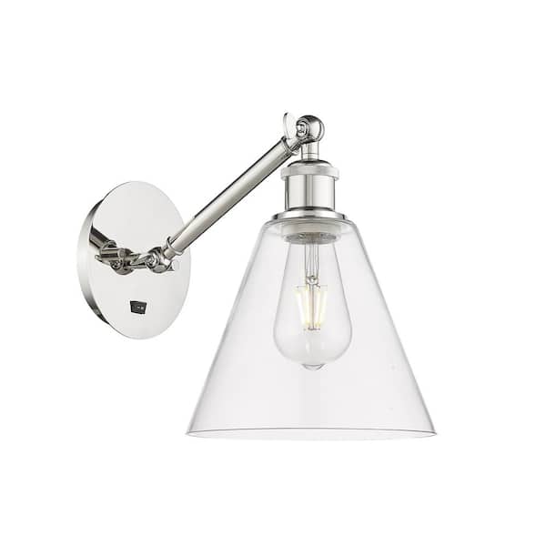 Innovations Berkshire 1-Light Polished Nickel, Clear Wall Sconce with Clear Glass Shade