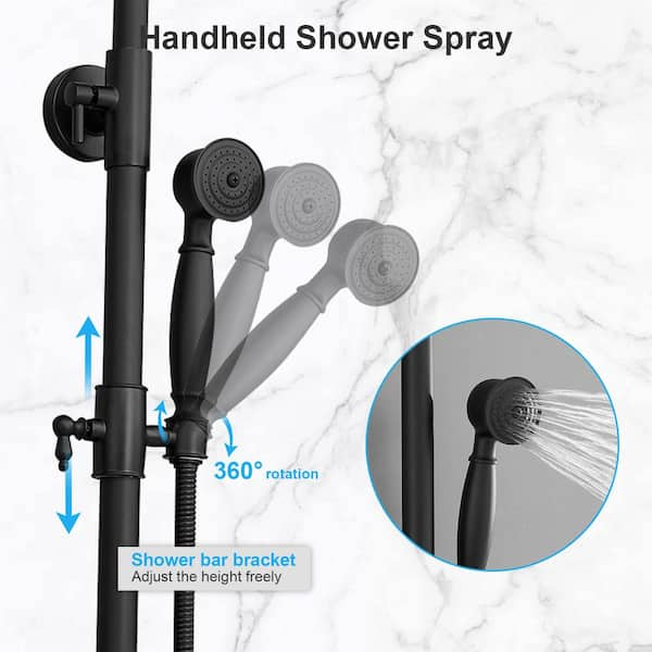 2-Handle 2-Spray of Rain high quality Shower Faucet 8 in. Round Shower Head with Handheld Kit