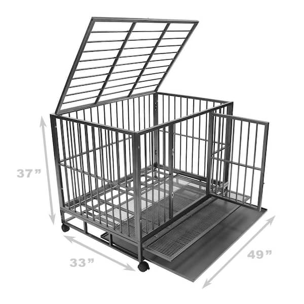 Giant Dog Crate Strong Metal Military Pet Kennel Playpen Large Dogs Cage  w/Tray