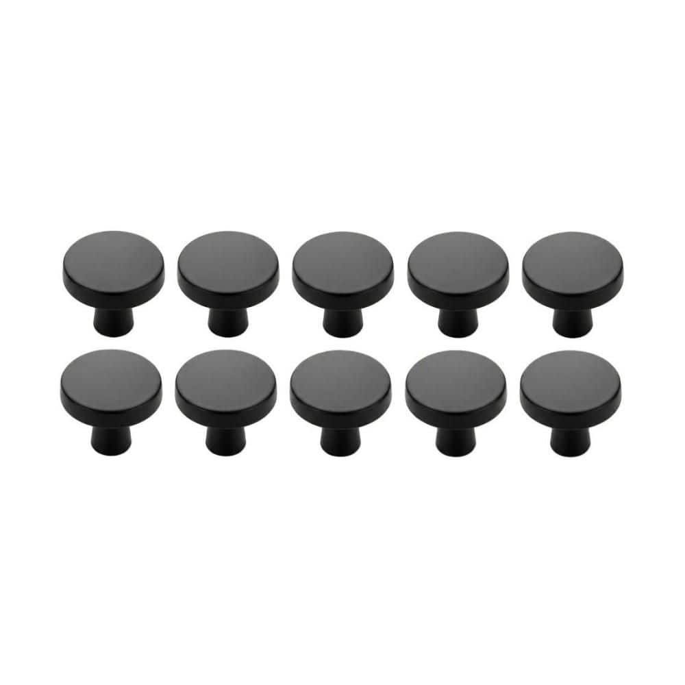 10-Pack 1.25 in. Solid Round Drawer Pulls, Matte Black Kitchen Cabinet Knobs, Dresser Drawer Knobs, Cabinet Hardware