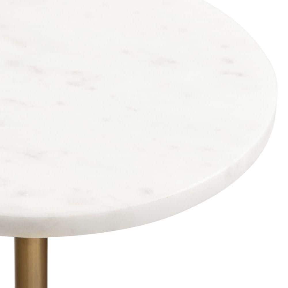 Engles 10 in. Gold Round Marble End Table - thumbnail 5