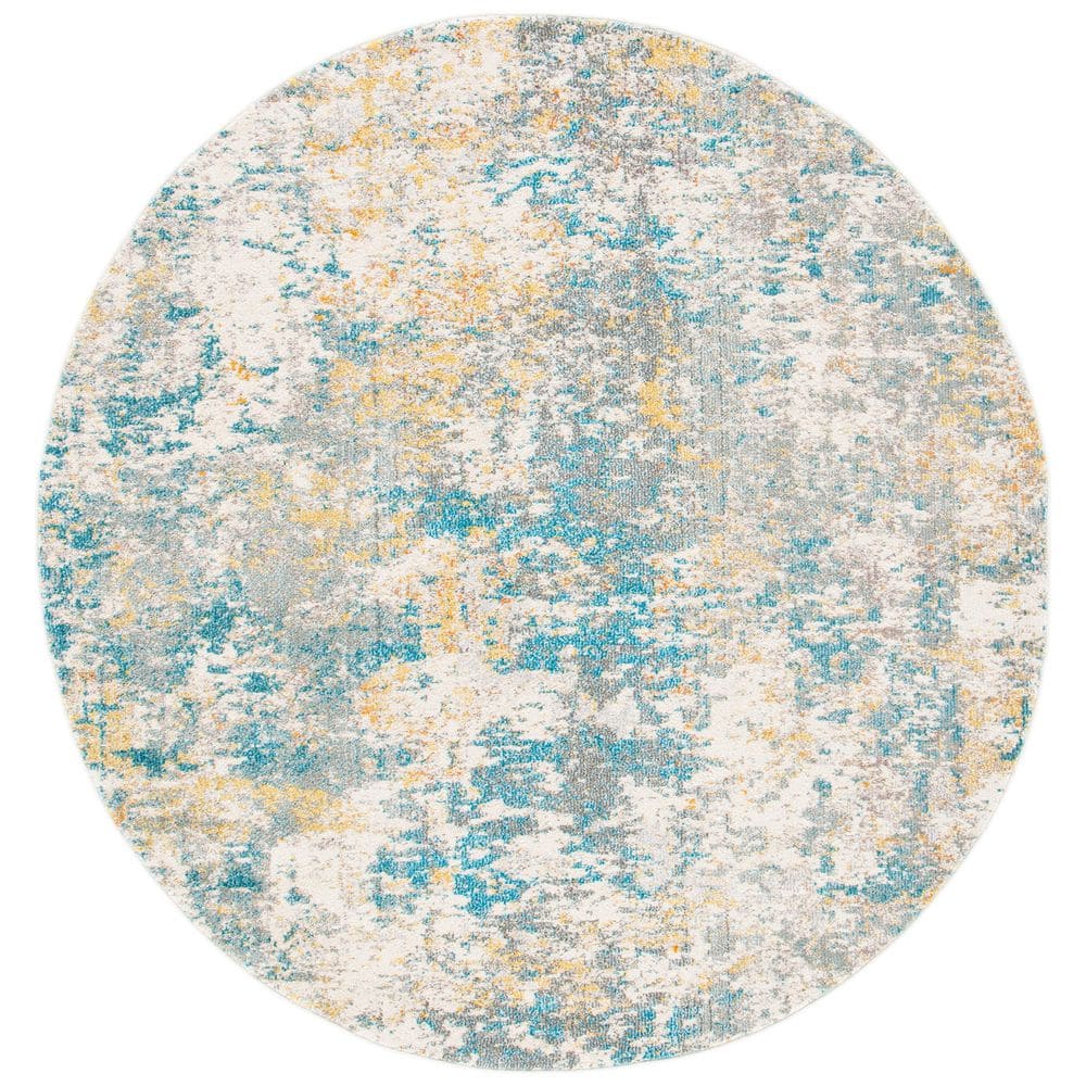 Madison Teal/Gold 7 ft. x 7 ft. Geometric Abstract Round Area Rug price history on PriceWatchPro
