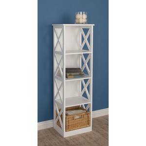 51 in. White Wood Traditional 4 Shelf Shelving Unit