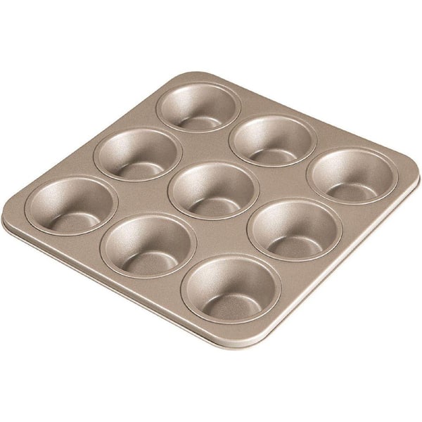 9-Cup Carbon Steel Nonstick Muffin Pan Food Grade Coating Easy Release Even Heat Conduct Bakeware 1 Piece