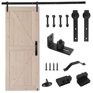 30 in. x 84 in. Unfinished Wood Sliding Barn Door with Hardware Kit