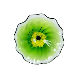 Fiore Bloom Green 12 in. Diameter Hand Blown Art Glass Wall Decor